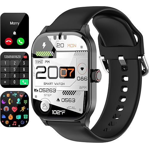 Smart Watch(Answer/Make Call), 1.85" HD Smartwatch for Women Men, Fitness Tracker with 100+ Sport Modes, IP68 Waterproof, Heart Rate/Sleep/Spo2 Monitor, Activity Tracker for Android and iPhone
