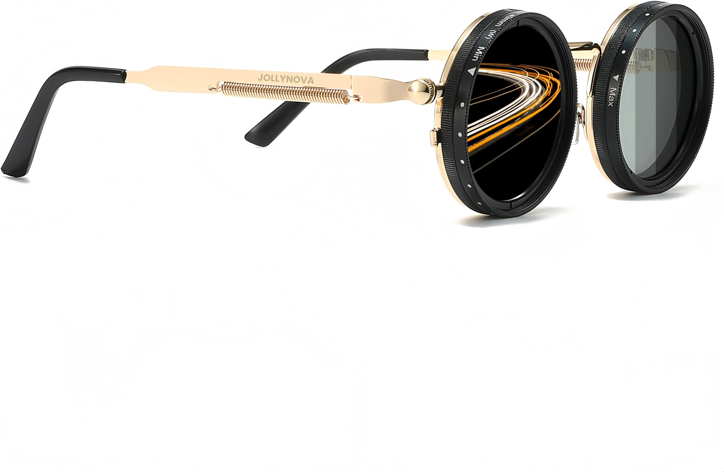 JOLLYNOVA Adjustable Tint Sunglasses, 1-9 Gears Nightshift Glasses Retro Round Polarized Dimming Glasses ND Filter Lenses