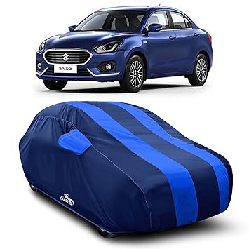 DREAM STORE - Water Resistant - dust Proof - car Body Cover for Maruti Suzuki New Swift Dzire car Cover - Water Resistant UV Proof - car Body Cover (Strips Royal Blue with Mirror Pockets)