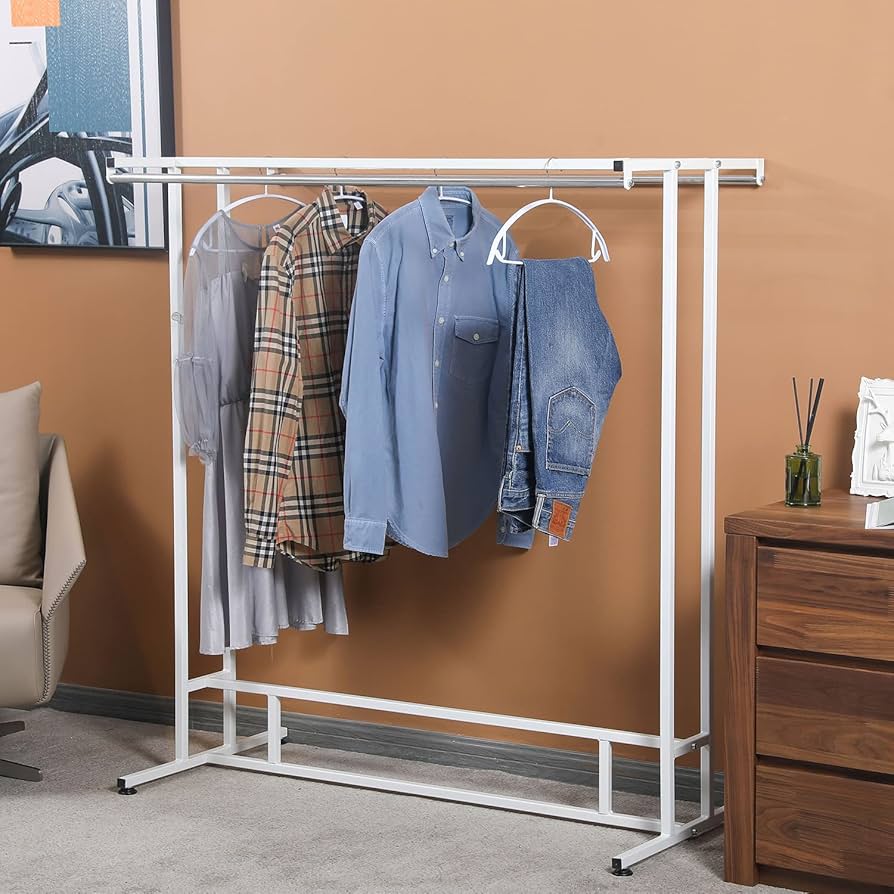 洋服 棚 Amazon.com: IronJiaZu Gold Pipe Clothes Racks with White