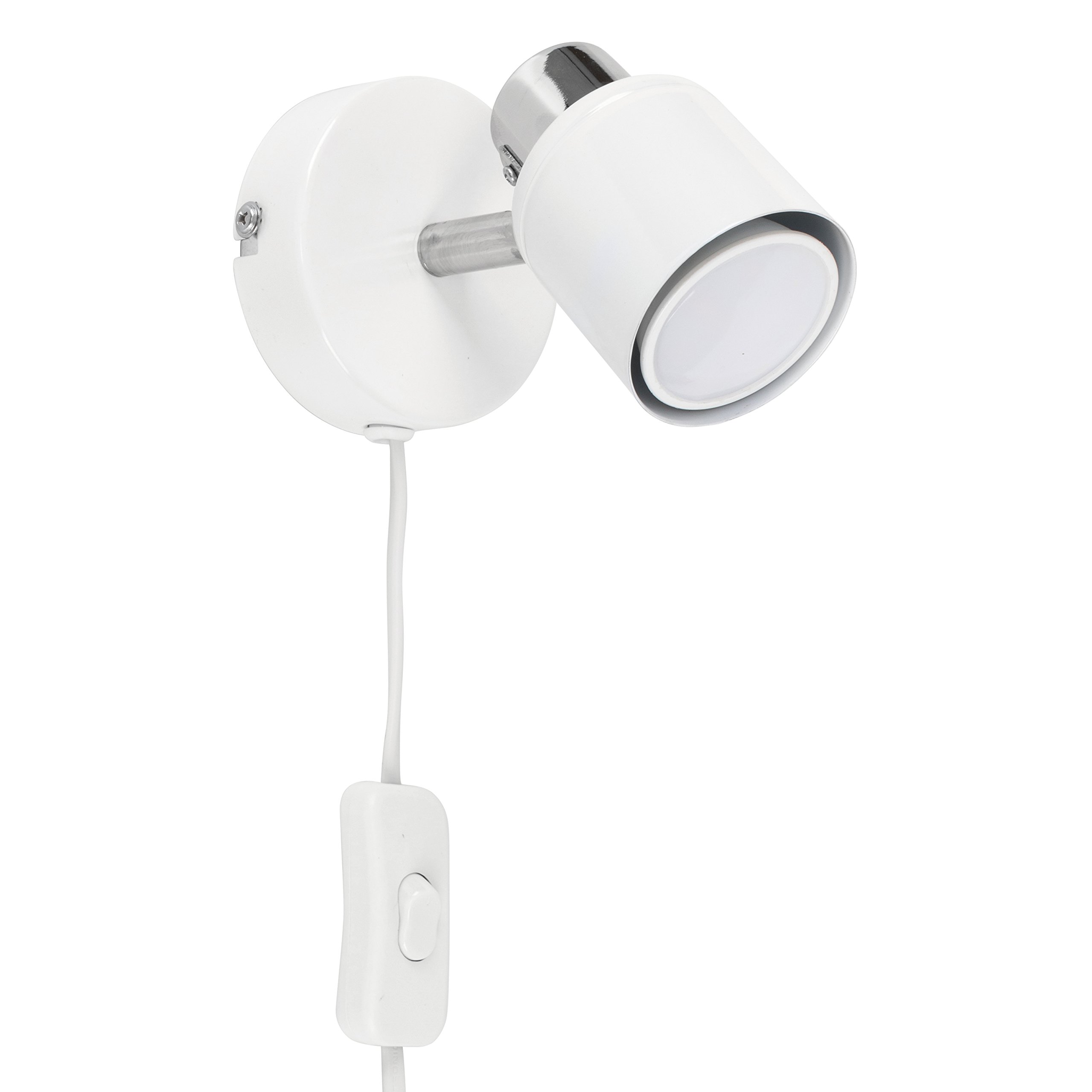 Valuelights Unisex White Benton Single Adjustable Plug In Spotlight Wall Light In