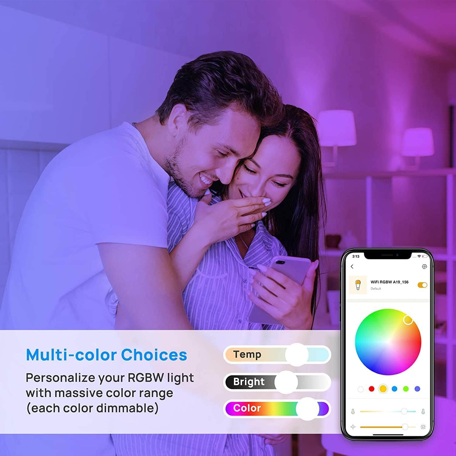 Linkind Smart Light Bulbs, Led Light Bulbs Color Changing, Smart Bulb That Work with Alexa & Google Home, A19 E26 WiFi Light Bulb Dimmable, RGBW Light Bulb No Hub Needed, 2.4Ghz WiFi,4 Pack