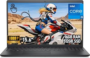 Dell Inspiron 15, 15.6" FHD Touchscreen Laptop, Intel Core i5-1334U, 16GB RAM 512GB SSD, Windows 11 Home in S Mode, Wi-Fi 6, SD Card Reader, for Students and Home Use