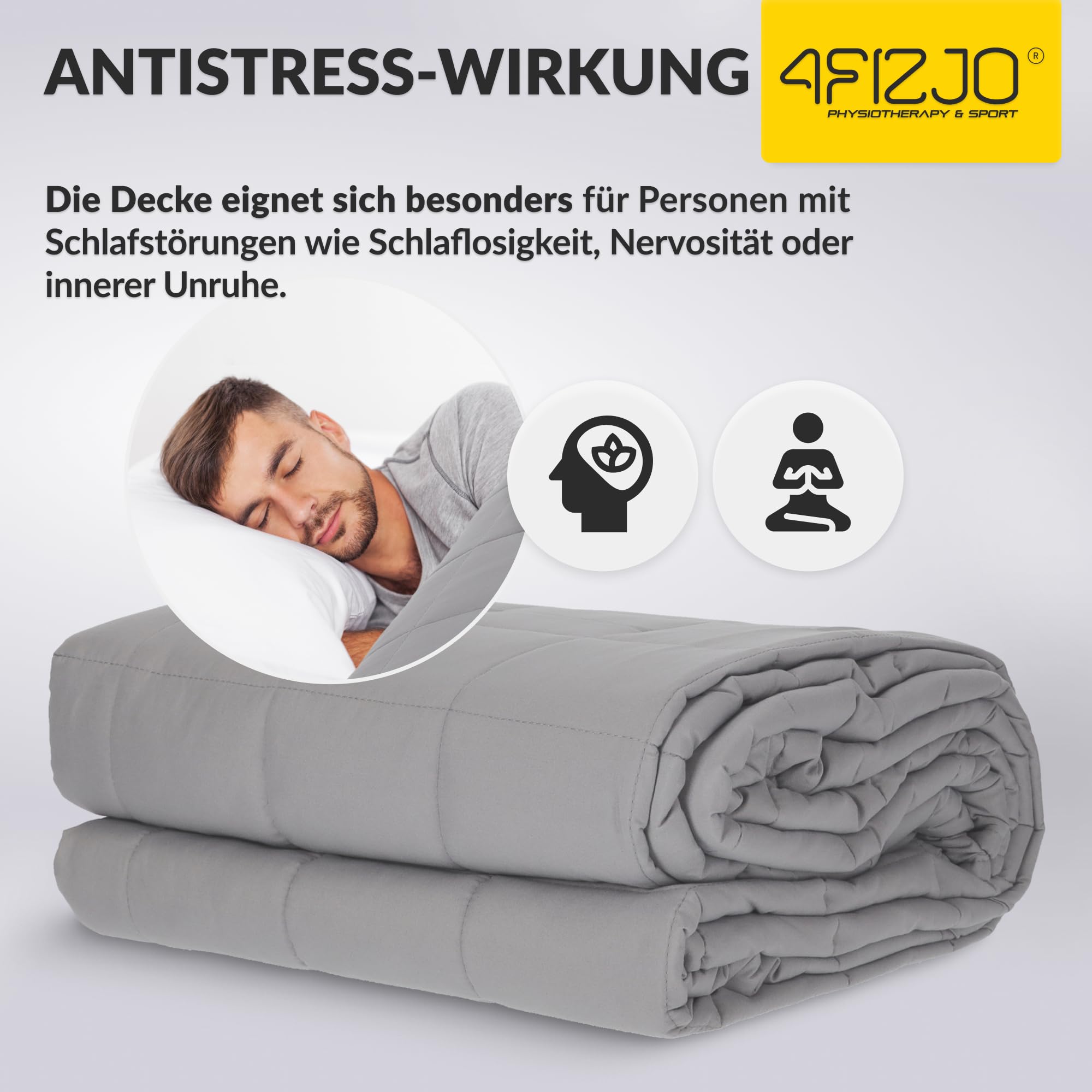 4FIZJO Gewichtsdecke 150x200 8 kg, Anti Stress Therapiedecke, Schwere Decke aus 7 Schichten, Decke für tiefen Schlaf und bessere Erholung, Weighted Blanket, Für Männer & Frauen von über 80 kg