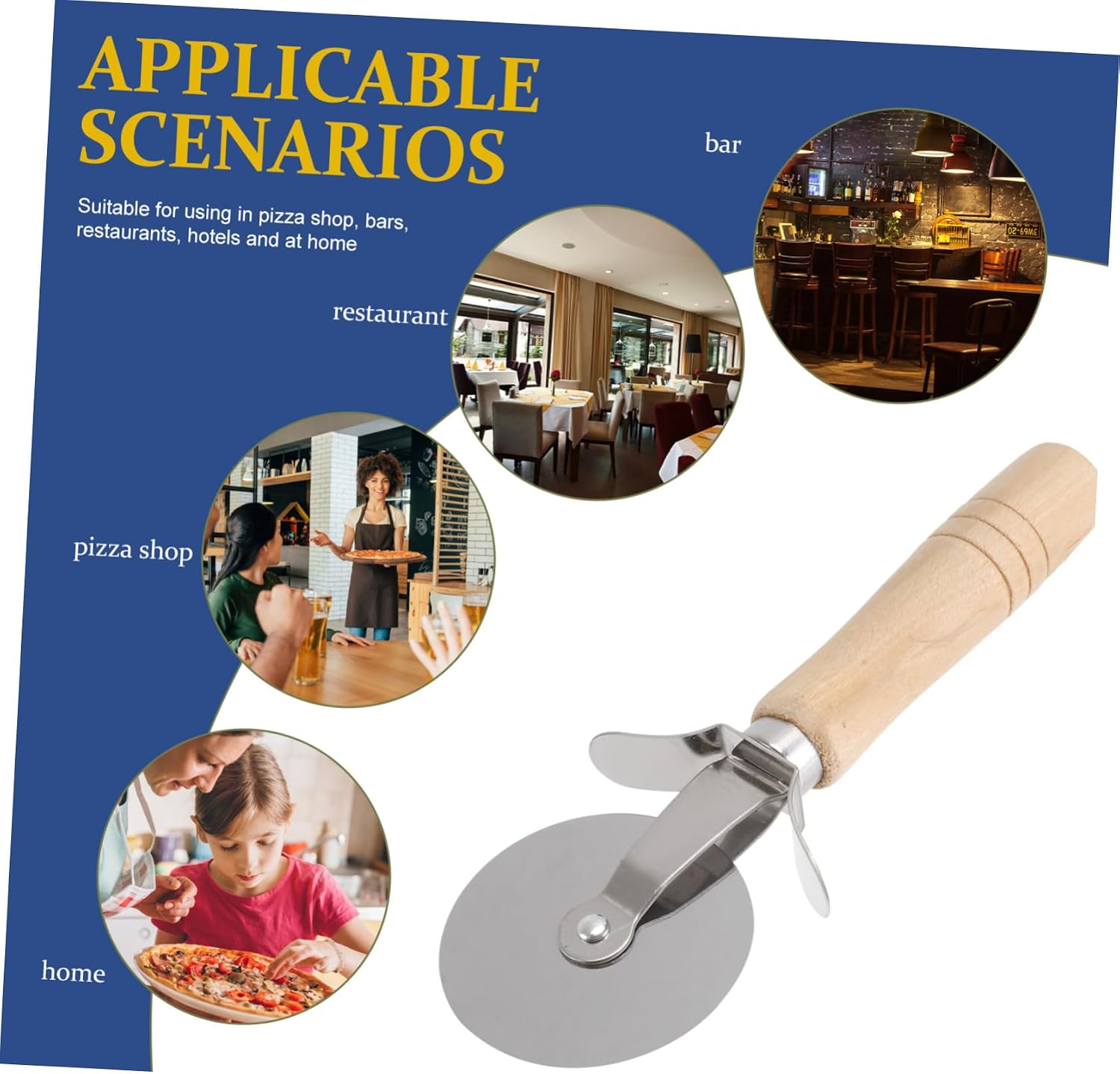 Pizza Cutter Wheel with Wooden Handle Non Stick Pizza Cutting Tool for Precise Slicing for Home Restaurant and Baking Use Easy to Clean Strong
