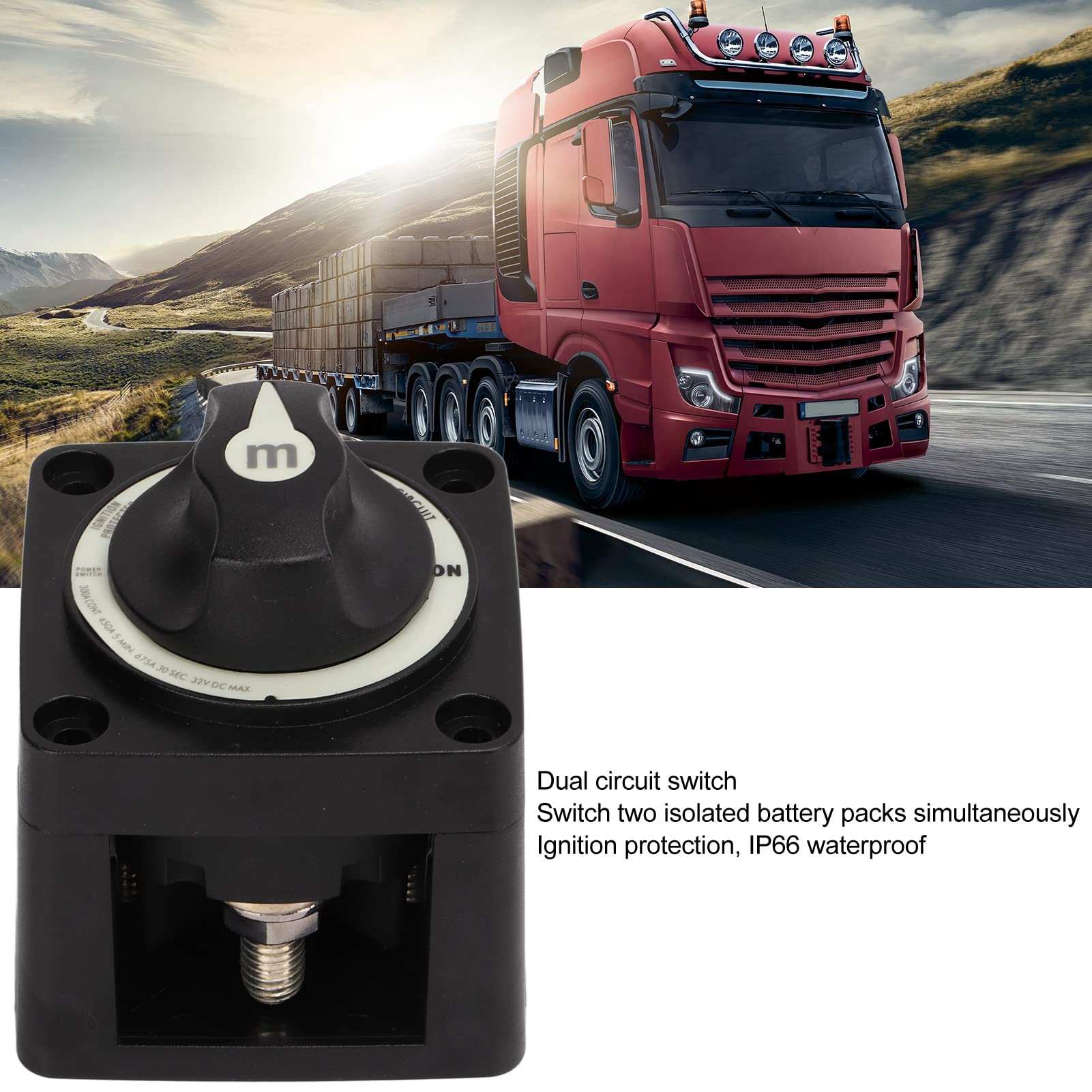 Dual Circuit Battery On Off Switch, Ignition Protection, 300A Continuous Rating, IP66 Rated, Ideal for RV Boat Applications