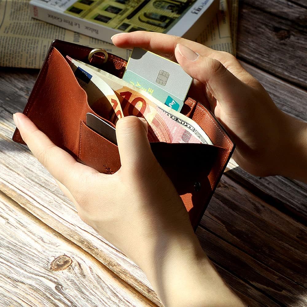 OROM Wild Elk Leather Trifold Wallet Micro Mini Slim