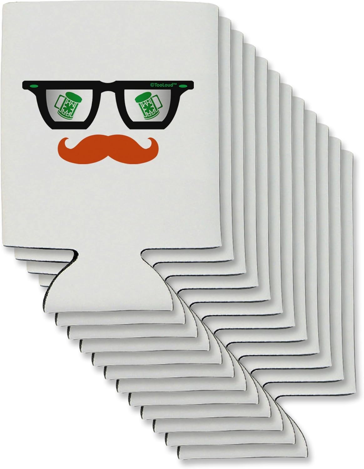 TooLoud St. Patrick's Day Beer Glasses Design Can/Bottle Insulator Coolers - 12 Pieces