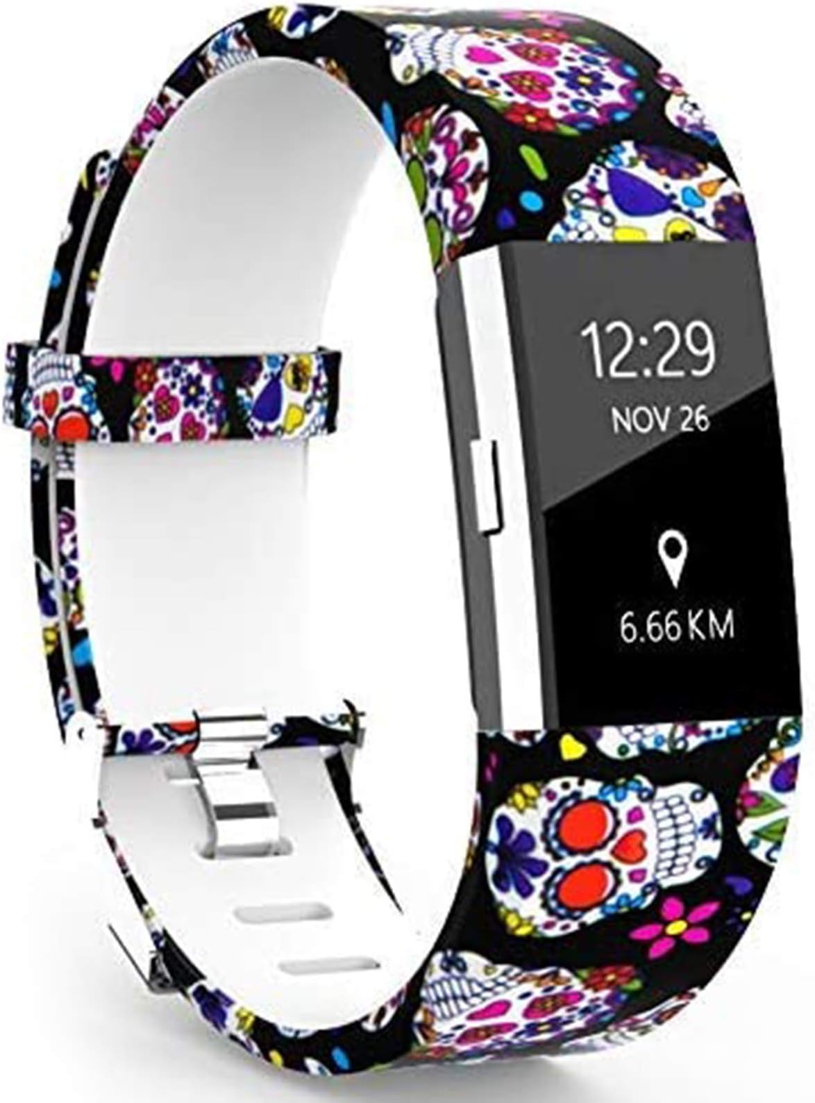TreasureMax Compatible with Fitbit Charge 2 Bands for Women/Men,Silicone Fadeless Pattern Printed Replacement Floral Bands for Fitbit Charge 2 HR Wristbands