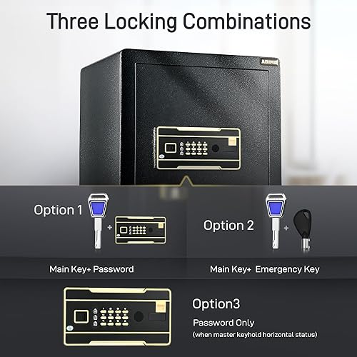 Miniatura 4 de ADIMO Caja fuerte, 3.6 pies cúbicos grande resistente con armario con cerradura y bolsa de dinero impermeable ignífuga, teclado digital y sistema de