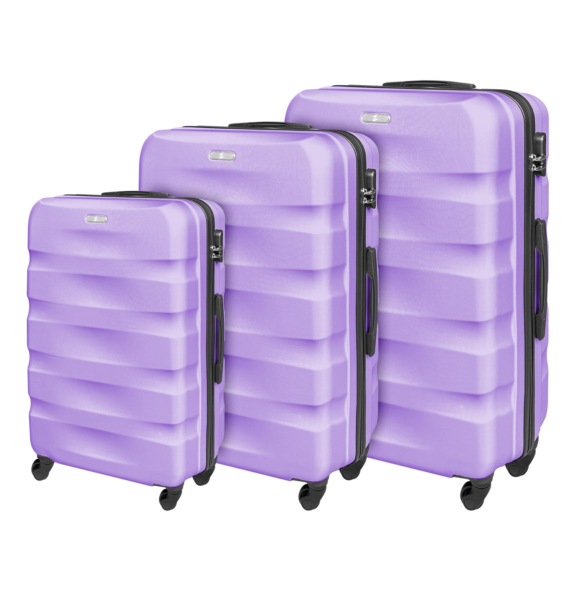 Set Di 3 Valigie Rigide ABS Valigia Da Viaggio Con Chiusura Lucchetto Combinazione Grande Media Piccola Forti Resistenti Manico Telescopico Trolley Borsa Vacanze Set Viaggio Treno Aereo Auto - Lilla