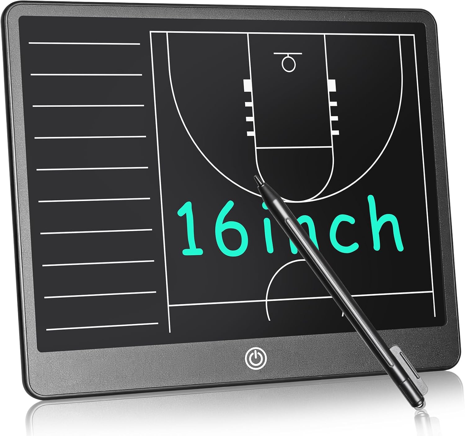Electronic Half Court Basketball Coaching Board - 16 inch LCD BasketballTactics Board with Stylus Pen, Basketball Coach Essentials