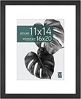Vista 14 de Marco de 16 x 16 pulgadas MCS Studio Gallery Clásico, marco de madera de ingeniería con veta de madera negra, para colgar en vertical y horizontal