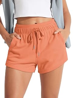 ODODOS Womens Sweat Shorts with Pockets Cotton French Terry Drawstring Summer Workout Casual Lounge Shorts