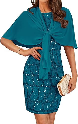 GRACE KARIN Femmes Robe de Soirée Paillettes sans Manches Col Rond Moulante avec
