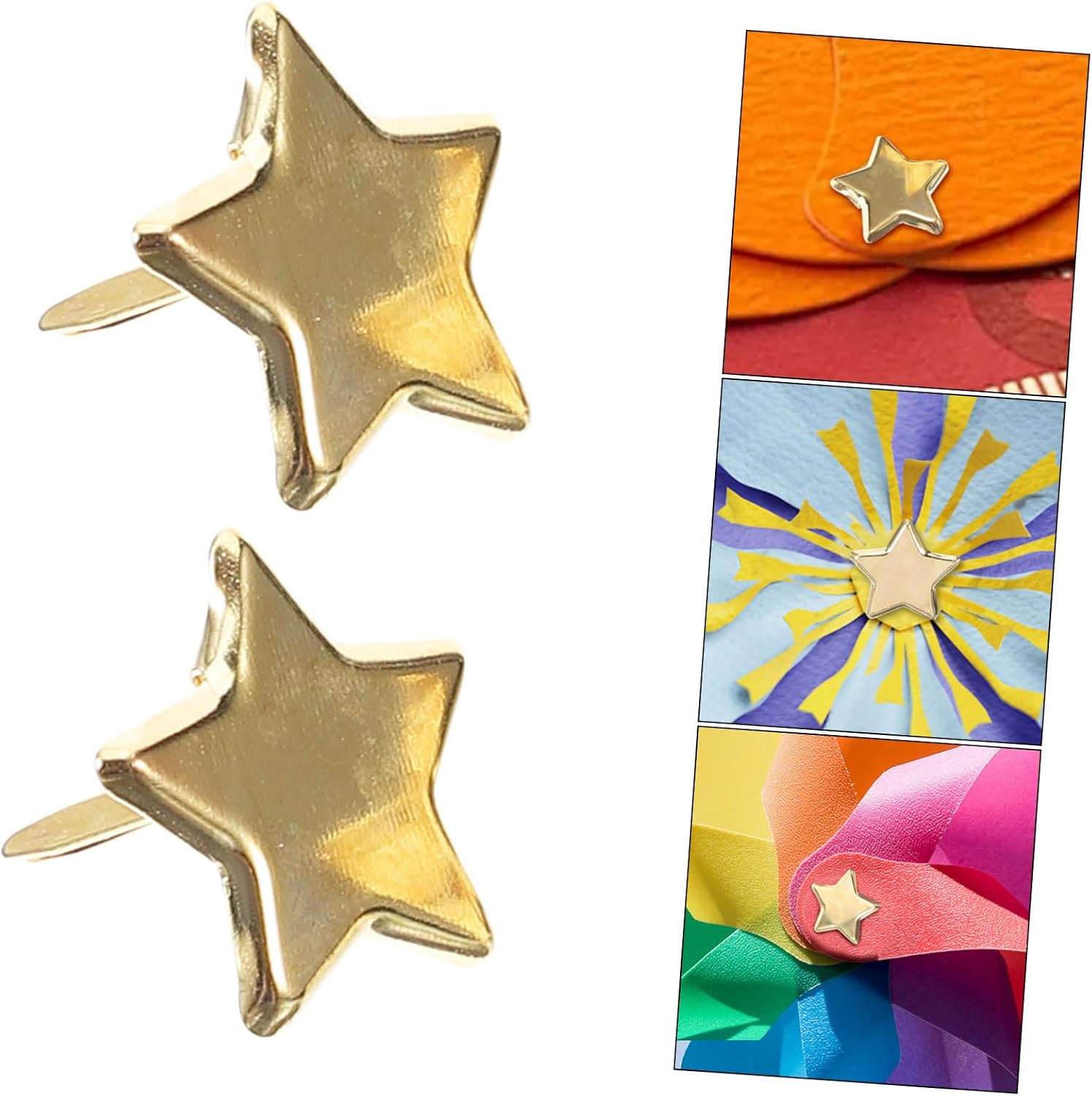 SHINEOFI 50pcs Gold Brads for Crafts Paper Fasteners for Scrapbooking Mini Brads for Boys and Girls Creative Projects and Easy to Use