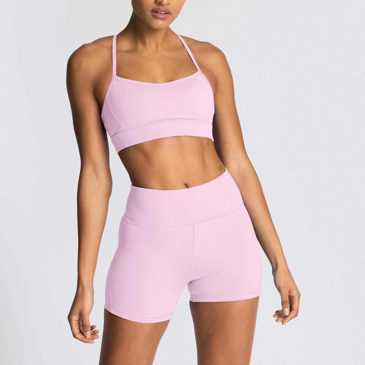 IMEKIS Women's Workout Sets 2 Piece Yoga Outfit High Waisted Biker Shorts Leggings Sports Bra Gym Fitness Clothes Tracksuit - Image 2