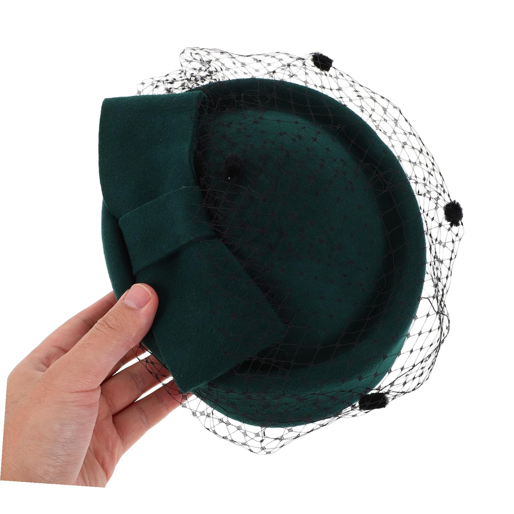 Garneck Basco da Donna in Lana con Fiocco e Velo, Cappello Fascinator Stile Britannico per Matrimonio, Cocktail e Cerimonie Invernali, Accessorio Elegante per Tea Party e Cosplay