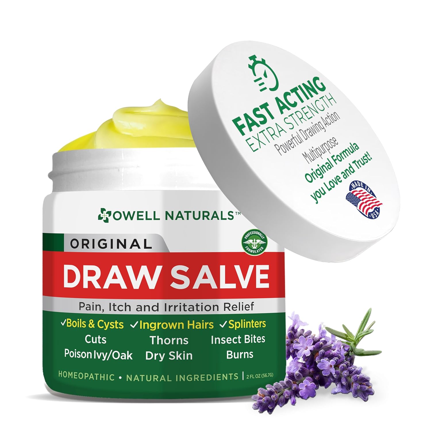 OWELL NATURALS Drawing Salve Ointment Fast Acting Formula for Ingrown Hair Boil and Cyst Maximum Strength for Splinters