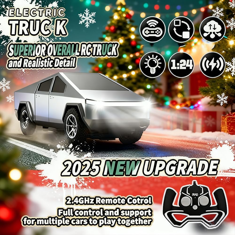 Remote Control Truck Toy CyberCar with Light Effect Truck Toy with 2.4GHz 2WD RC Car, Constant Speed Cruise Function Ideal Charistmas Gift for Kids Age 3+ Boys Girls