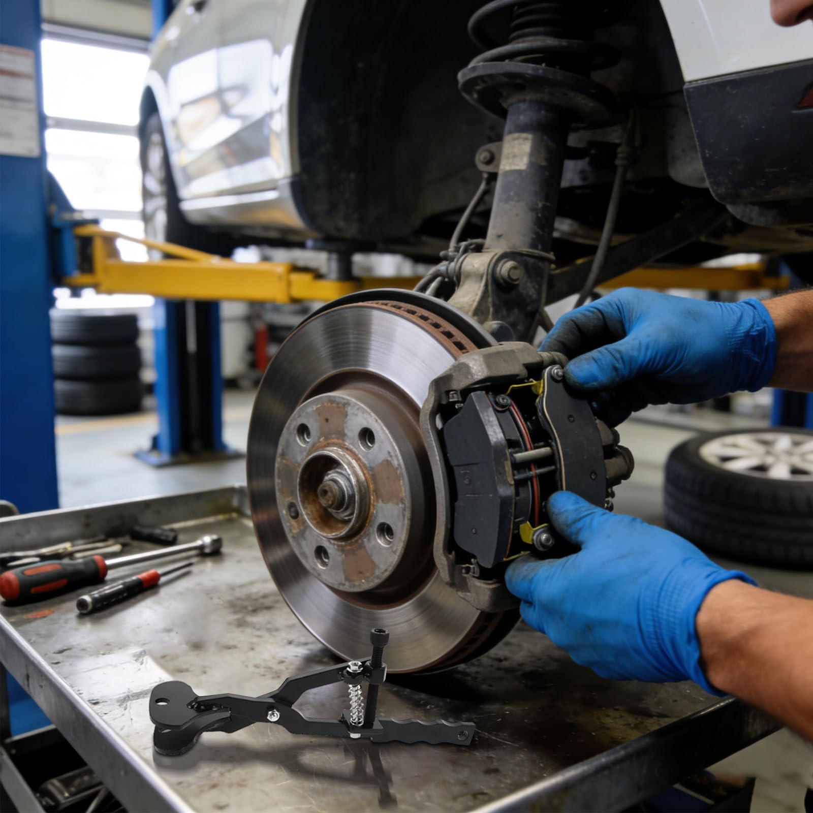 Herramienta de reajuste de pistón de Freno: Herramienta para rebobinar Pastillas de Freno traseras de automóvil | Trinquetes oscilantes para reparación de automóviles | Instalación para