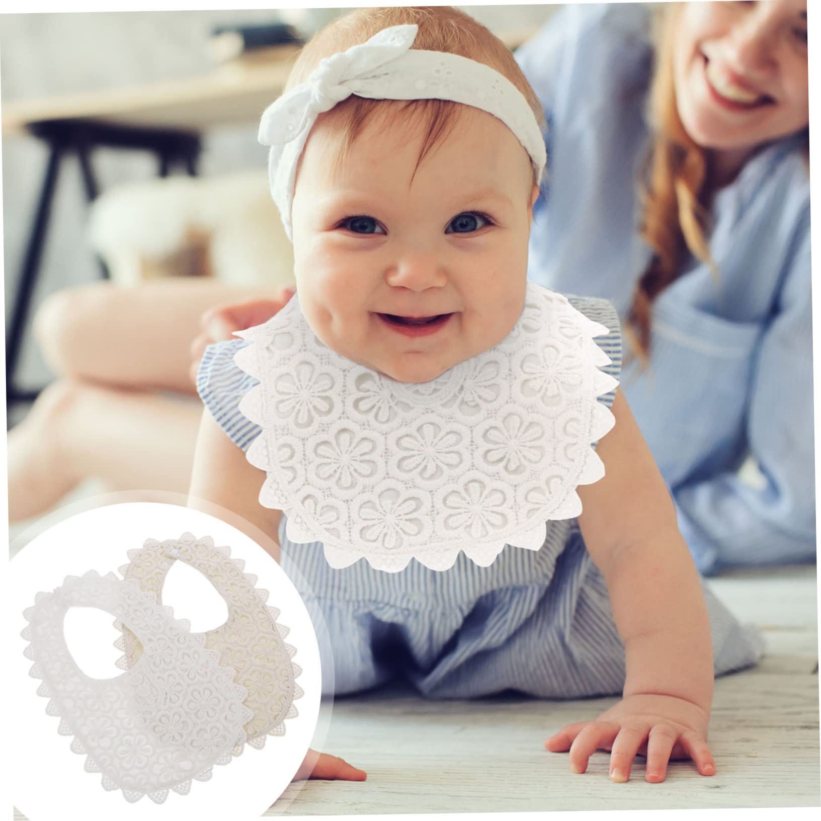 Abaodam 3 Set Di Bavaglini Per Neonati Senza Maniche E Bavaglini A Bandana Con Colletto in Pizzo E Bavaglini Per Neonati Per Lalimentazione 2 Pezzi * 3