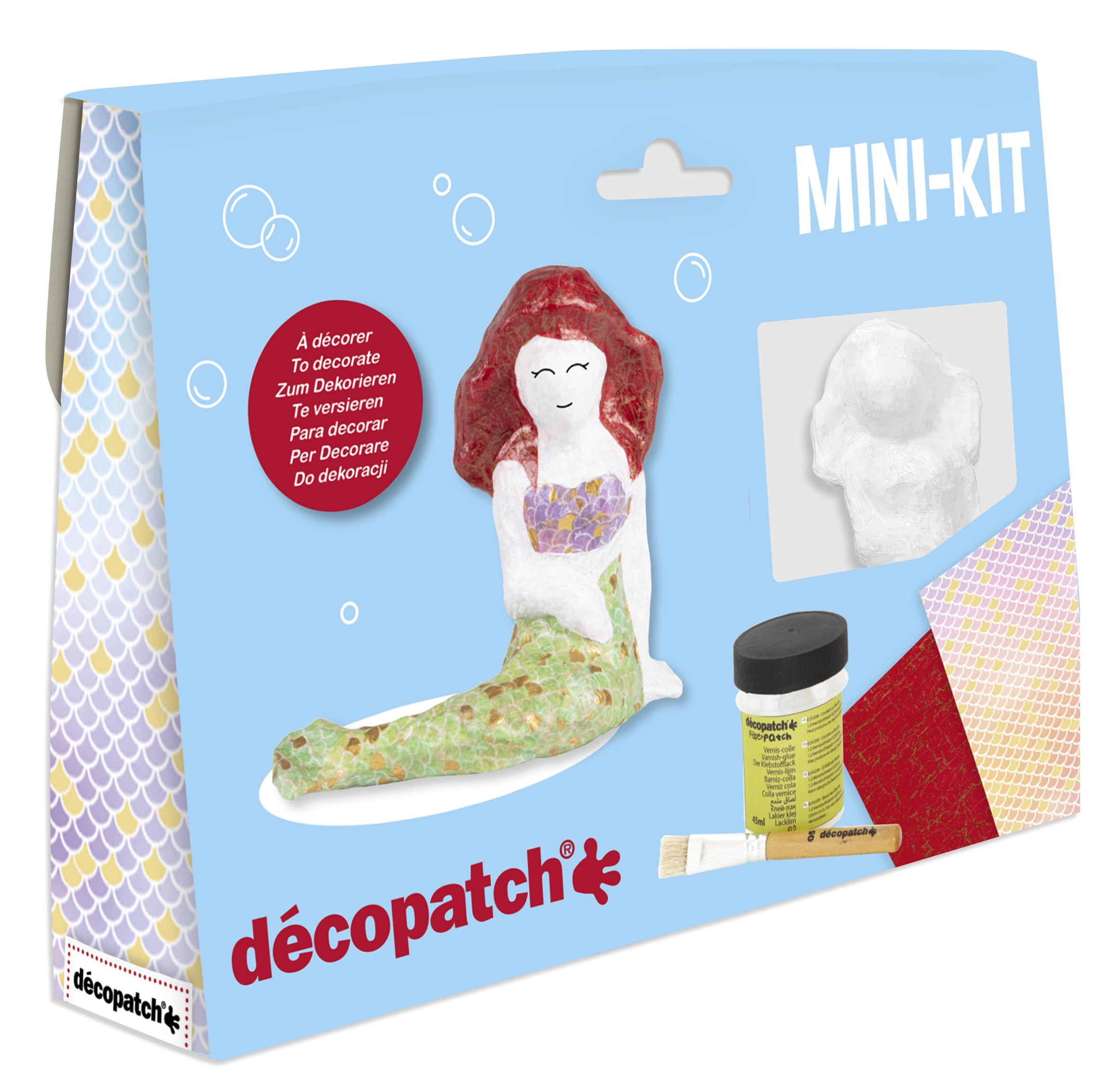 Décopatch KIT047C - One Mini-kit Mermaid Theme - DIY - Customisable Décor + Toys - Completely Personalise - Creative + Leisure Art Activity - For Children