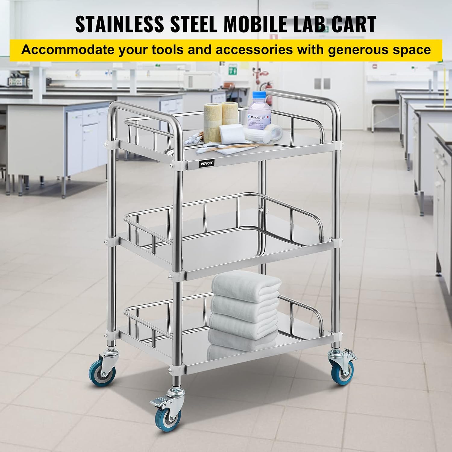 Top Rated Lab Rolling Cart 3 Shelves Shelf Stainless Steel Rolling Cart Catering Dental Utility Cart Commercial Wheel Dolly Restaurant Dinging Utility Services (23.4 x 15.6 x 33.2) New Product Lab Rolling Cart 3 Shelves Shelf Stainless Steel Rolling Cart Catering Dental Utility Cart Commercial Wheel Dolly Restaurant Dinging Utility Services (23.4 x 15.6 x 33.2)