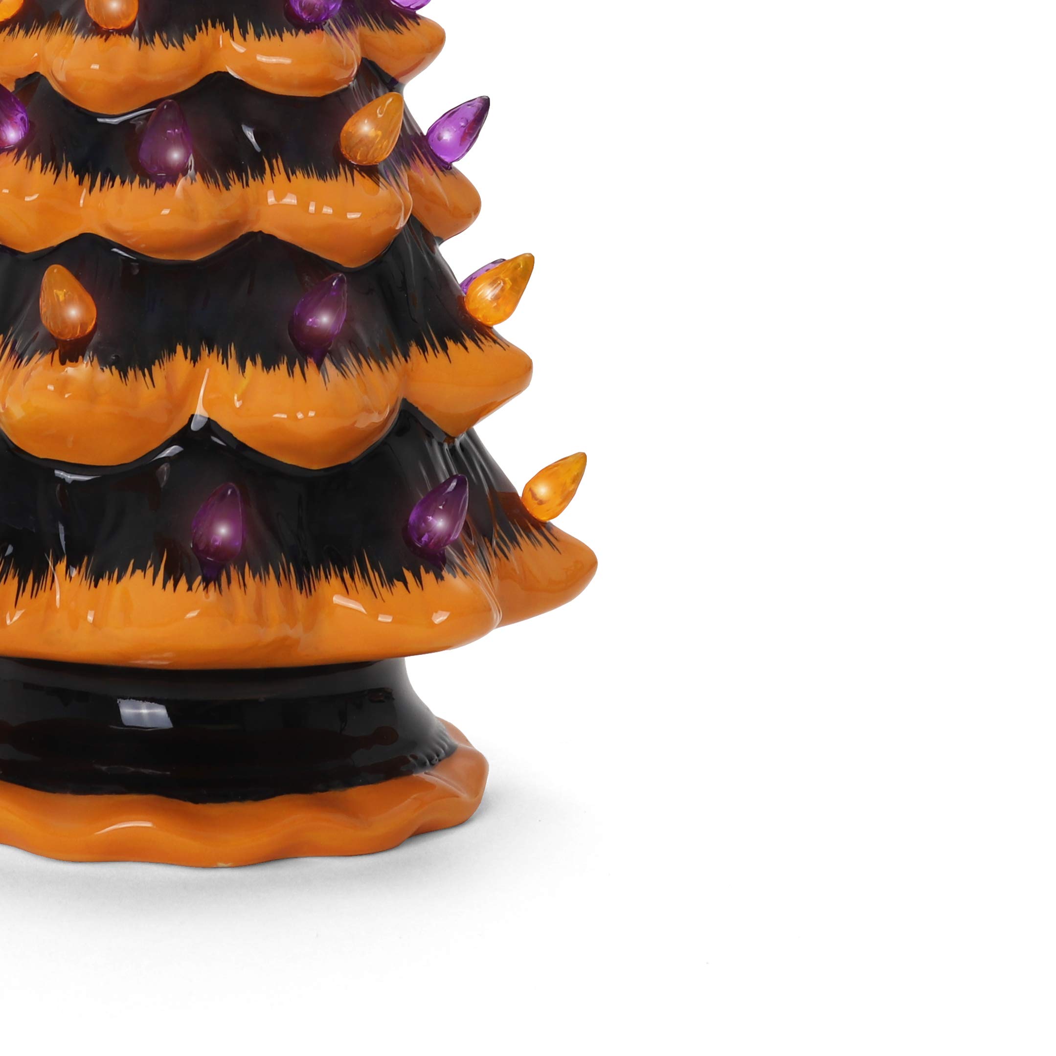 Milltown Merchants Halloween Ceramic Tree - Lighted, Black & Orange - Christmas Tree for Indoor Halloween Decorations
