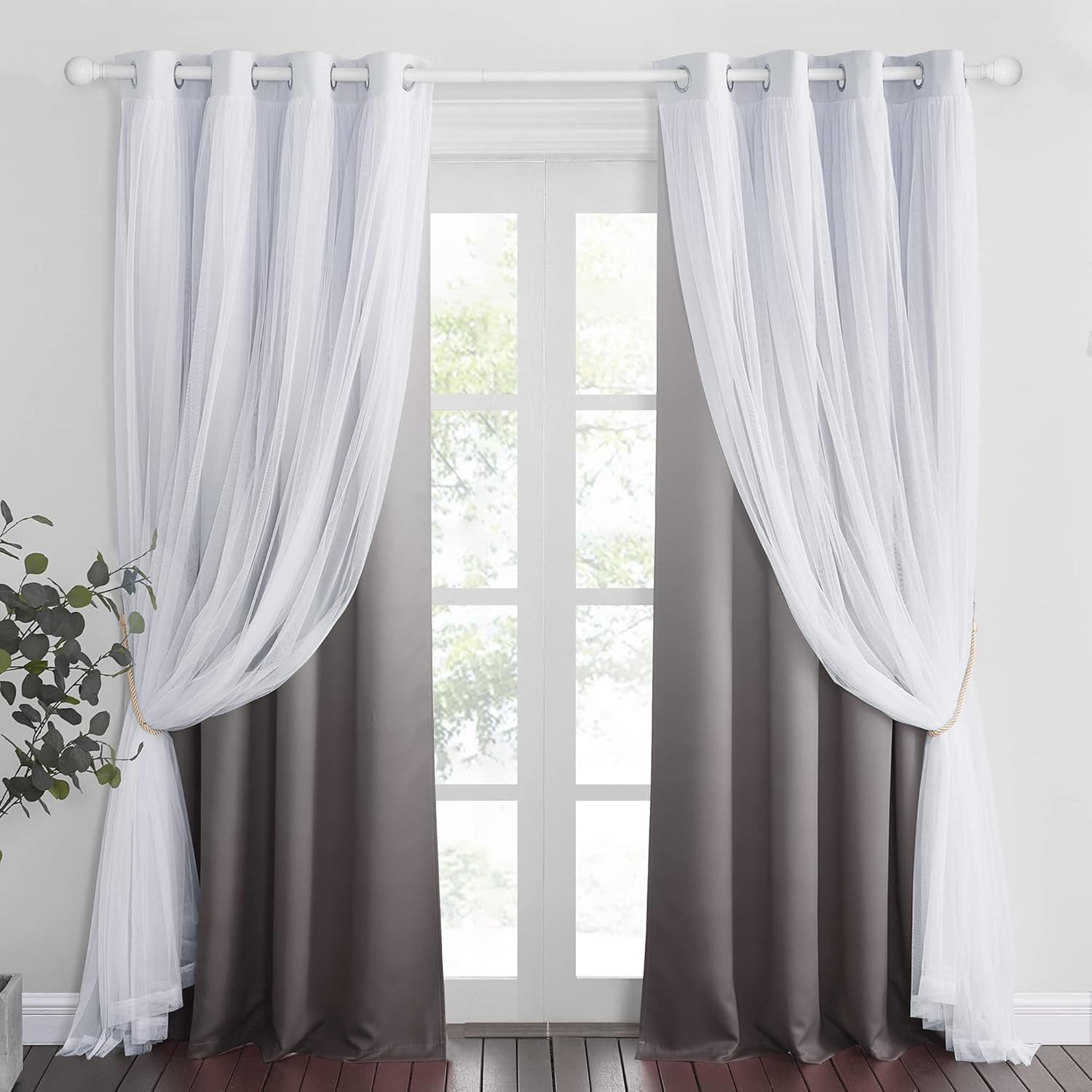 PONY DANCE Double Layer Curtains Bundle Set