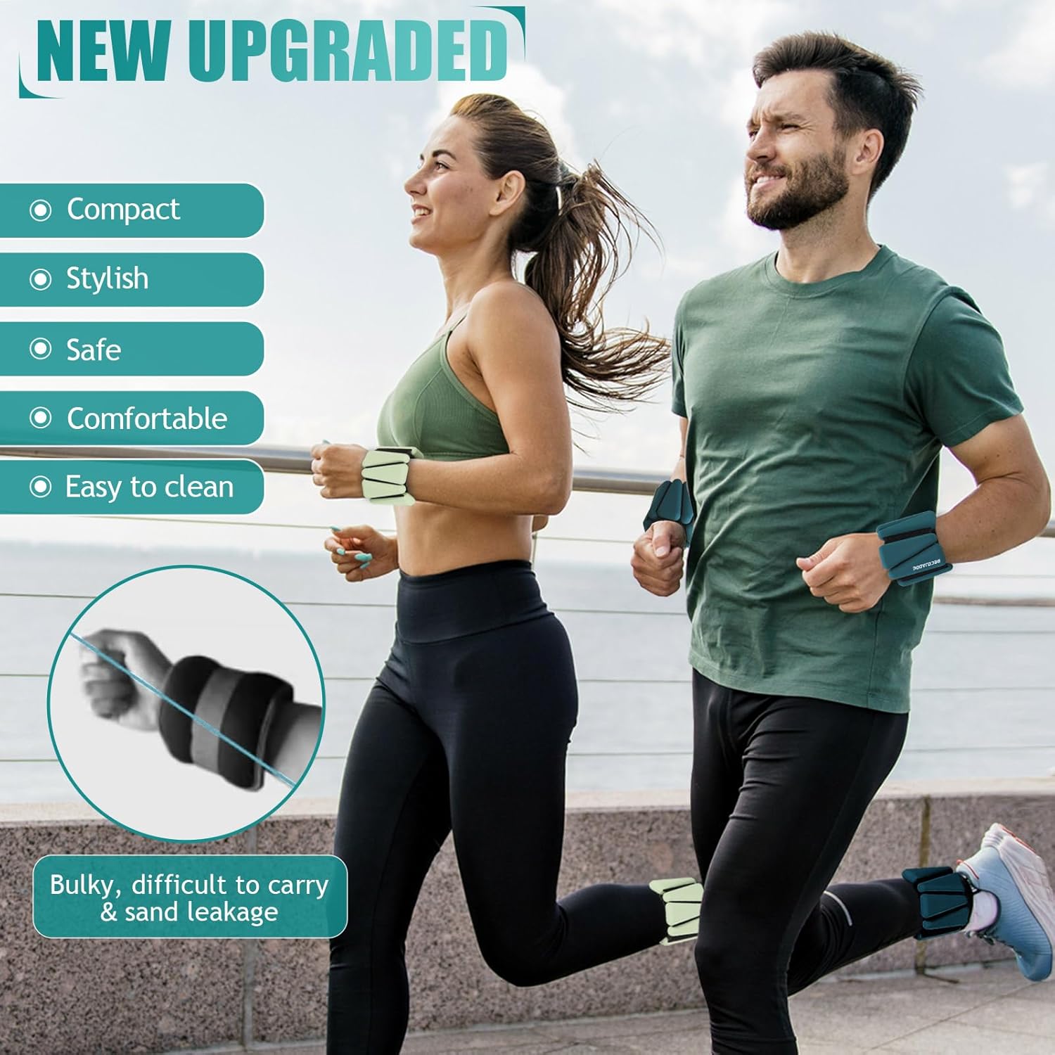 Ankle Weights Set of 2 (1 lb/2 lb/3 lb Each) Adjustable Wrist Weights for Women Men Wearable Arm Leg Weight for Pilates, Running, Walking, Workout, Yoga - Image 2