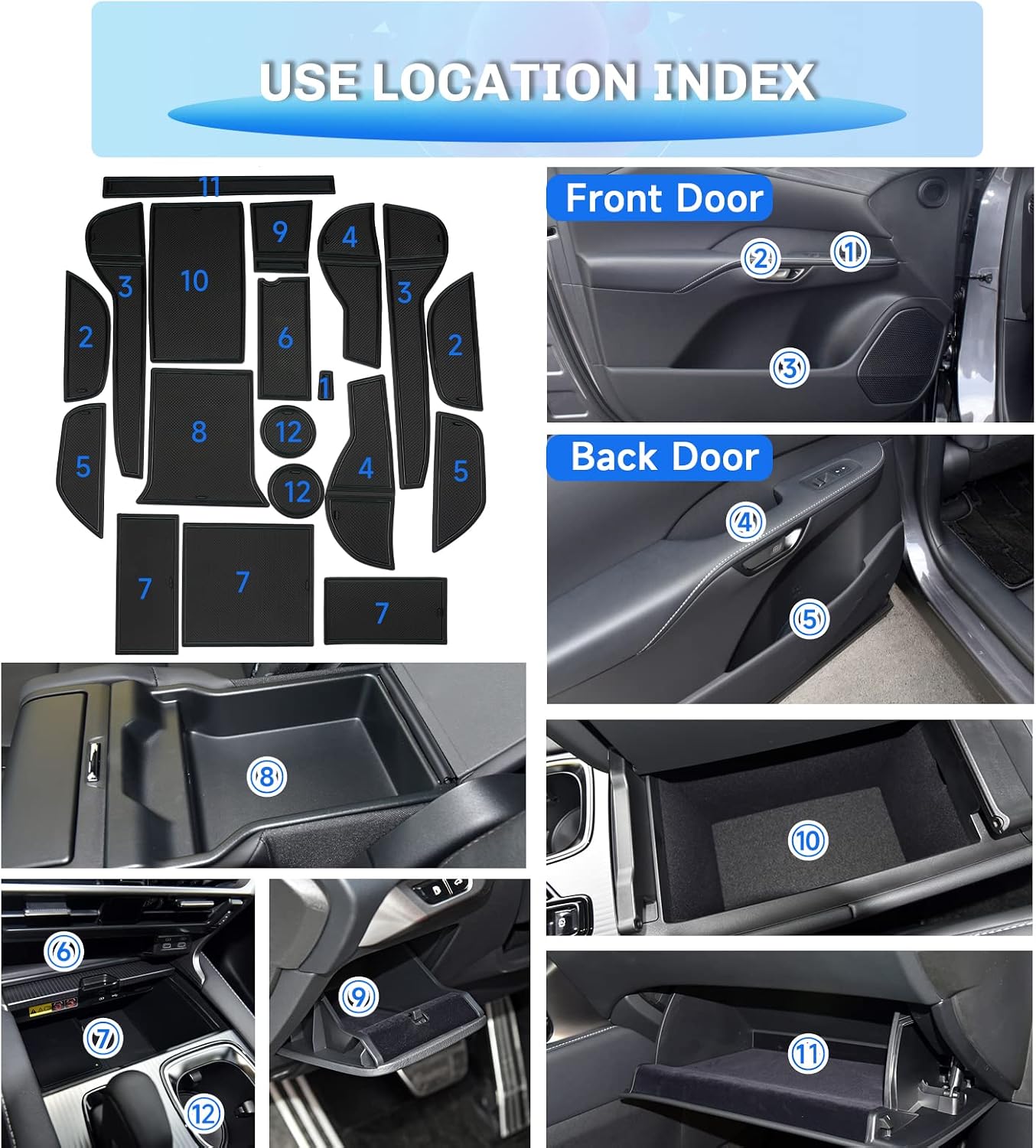 SXCY Fit for 2023 2024 2025 2026 Lexus RX 350 Door Slot Mat 2026 RX Hybrid