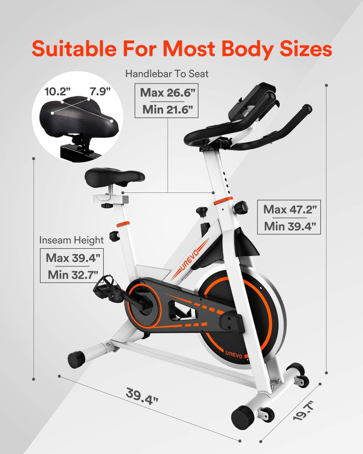 Indoor Cycling Bike Stationary,UREVO Exercise Bike for Home Gym Cardio Bike Fitness Training Bike with Comfortable Seat Cushion,Slient Belt Drive Floor Mat : Everything Else