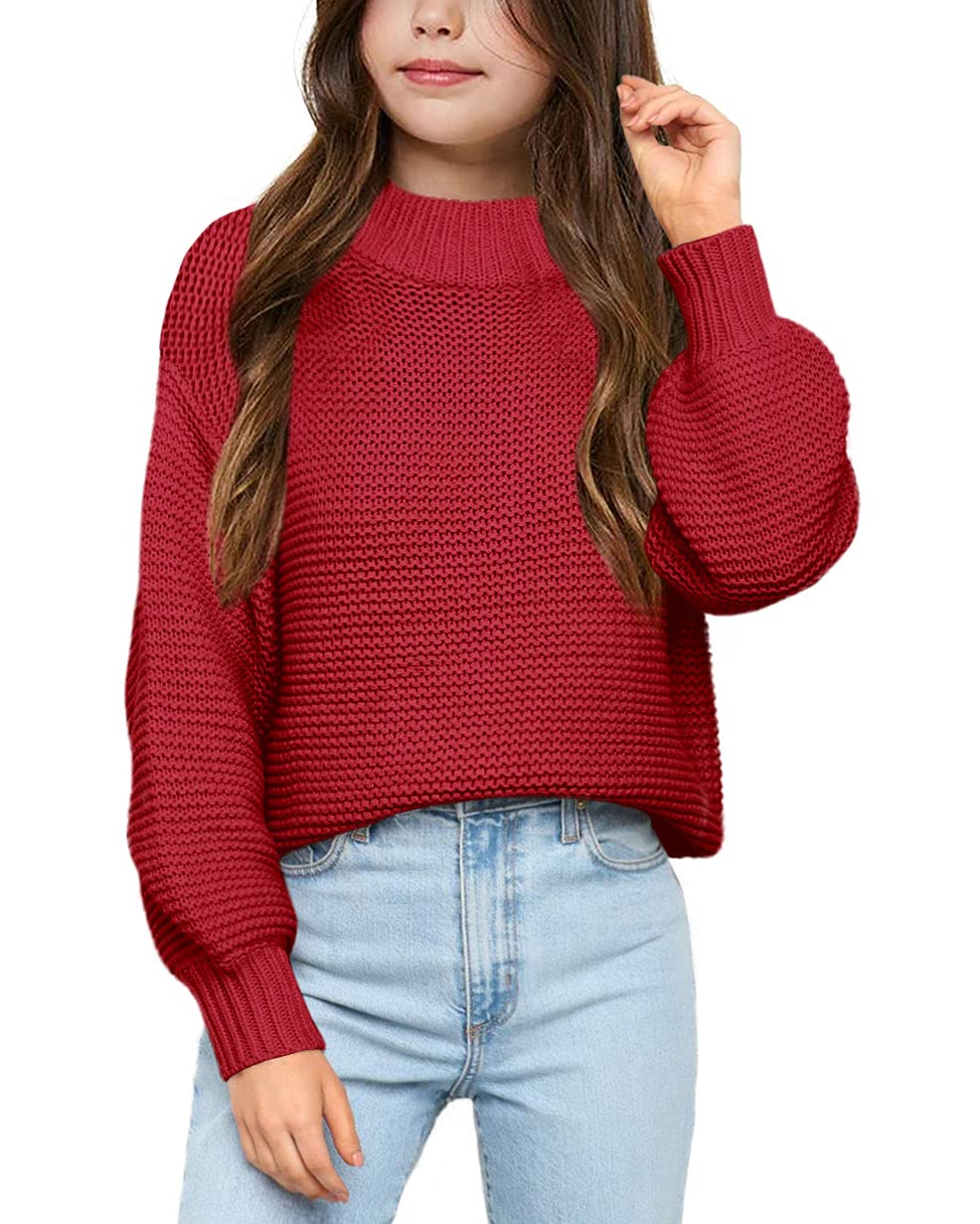 Imily Bela Girls Mock Neck Pullover Sweaters Kids Long Sleeve Knit Jumper