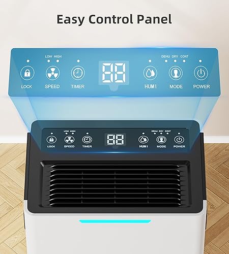 Miniatura 4 de Deshumidificador de 1500 pies cuadrados para sótano y habitación grande, deshumidificadores de 21 pintas para el hogar con manguera de drenaje,