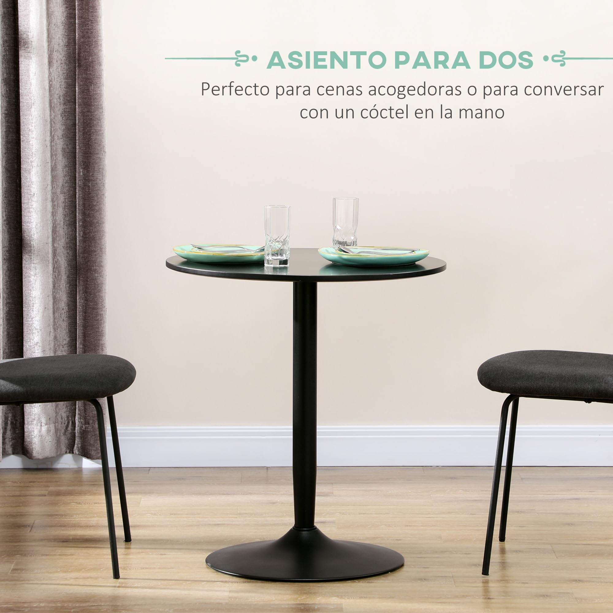 Table Ronde De Salle à Manger HOMCOM 60x72 Cm - Pour 2 Personnes, Acier, Intérieur/extérieur