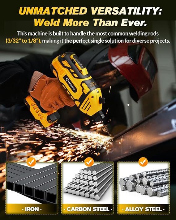 SakerNeo Compact Handheld Welding Machine 220V IGBT Inverter 20-120A | 5-Step Dial, Lightweight Portable Welder for 3/32 to 1/8 Electrodes – Ideal for DIY & Home Repair (Yellow)