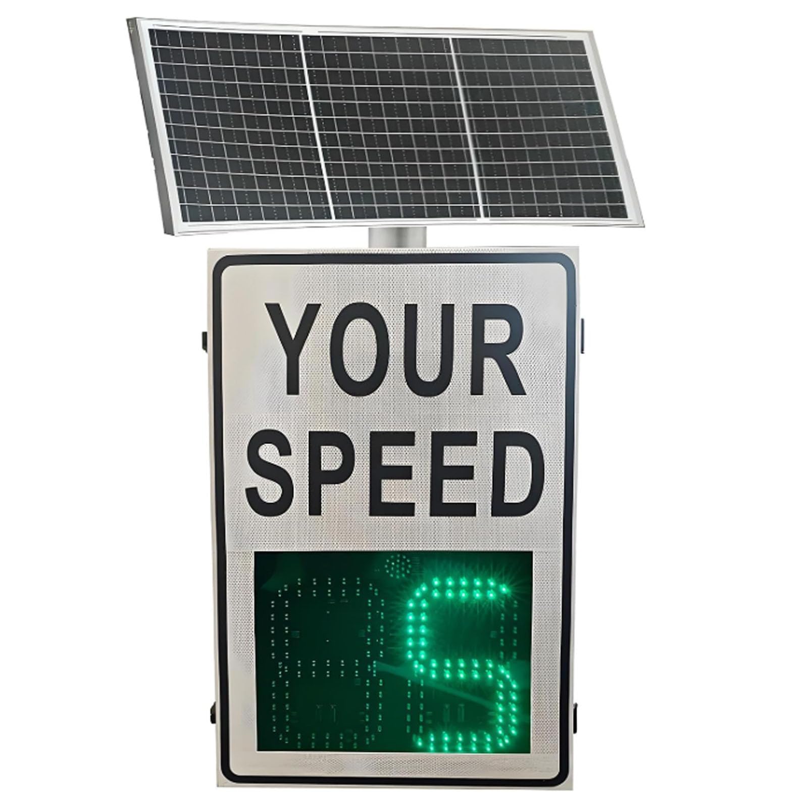 FHRKA 28"x20" Radar Feedback Sign Solar Powered Your Speed LED Radar Speed Display Sign Visual Distance:>500M High Intensity Grade Reflective Film