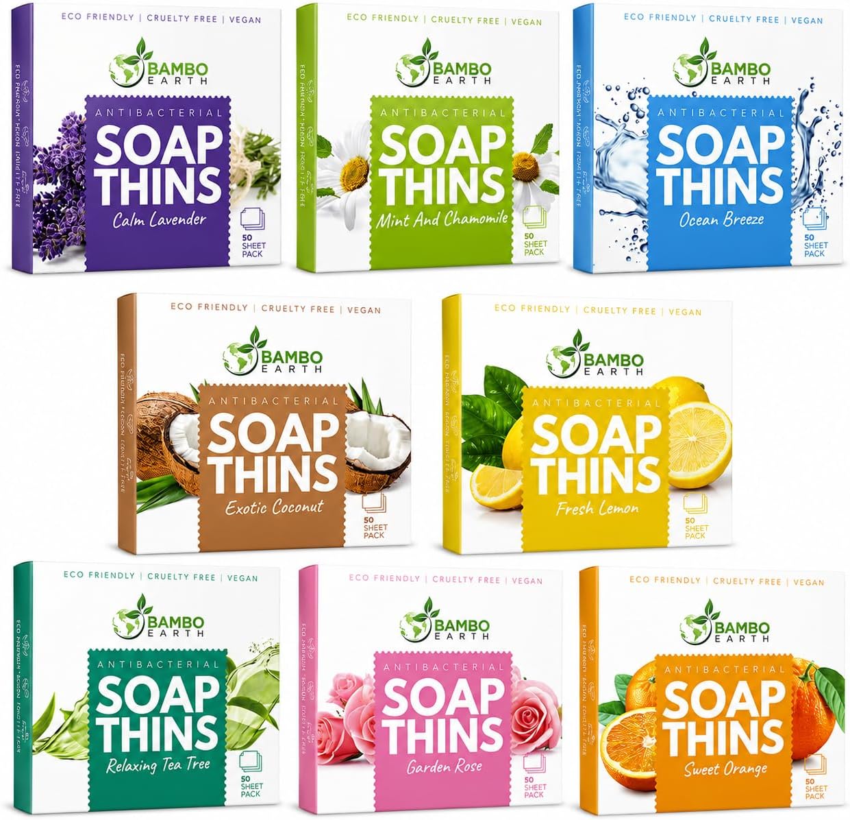 400 Sheets Antibacterial Paper Soap Strips For Hand Washing - 8 Pack Portable Disinfecting Pocket Travel Soap Thins Dissolvable & Disposable Camping Mini Size Dry SoapSheets For Hands (Variety 8x50)
