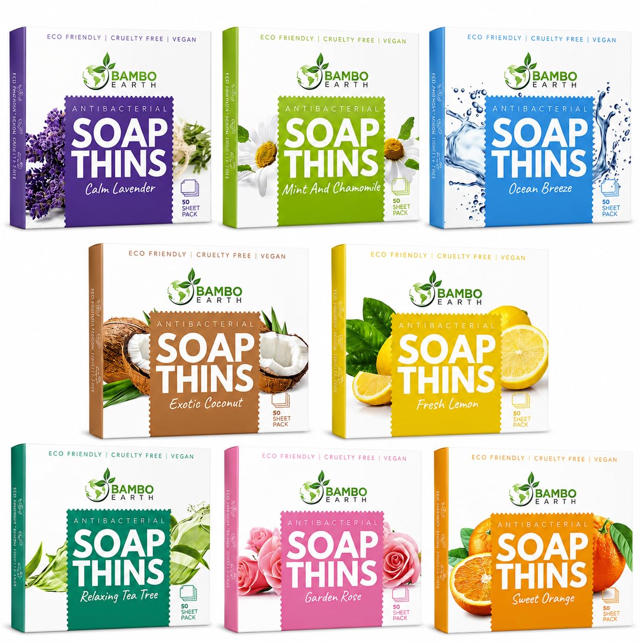 400 Sheets Antibacterial Paper Soap Strips For Hand Washing - 8 Pack Portable Disinfecting Pocket Travel Soap Thins Dissolvable & Disposable Camping Mini Size Dry SoapSheets For Hands (Variety 8x50)
