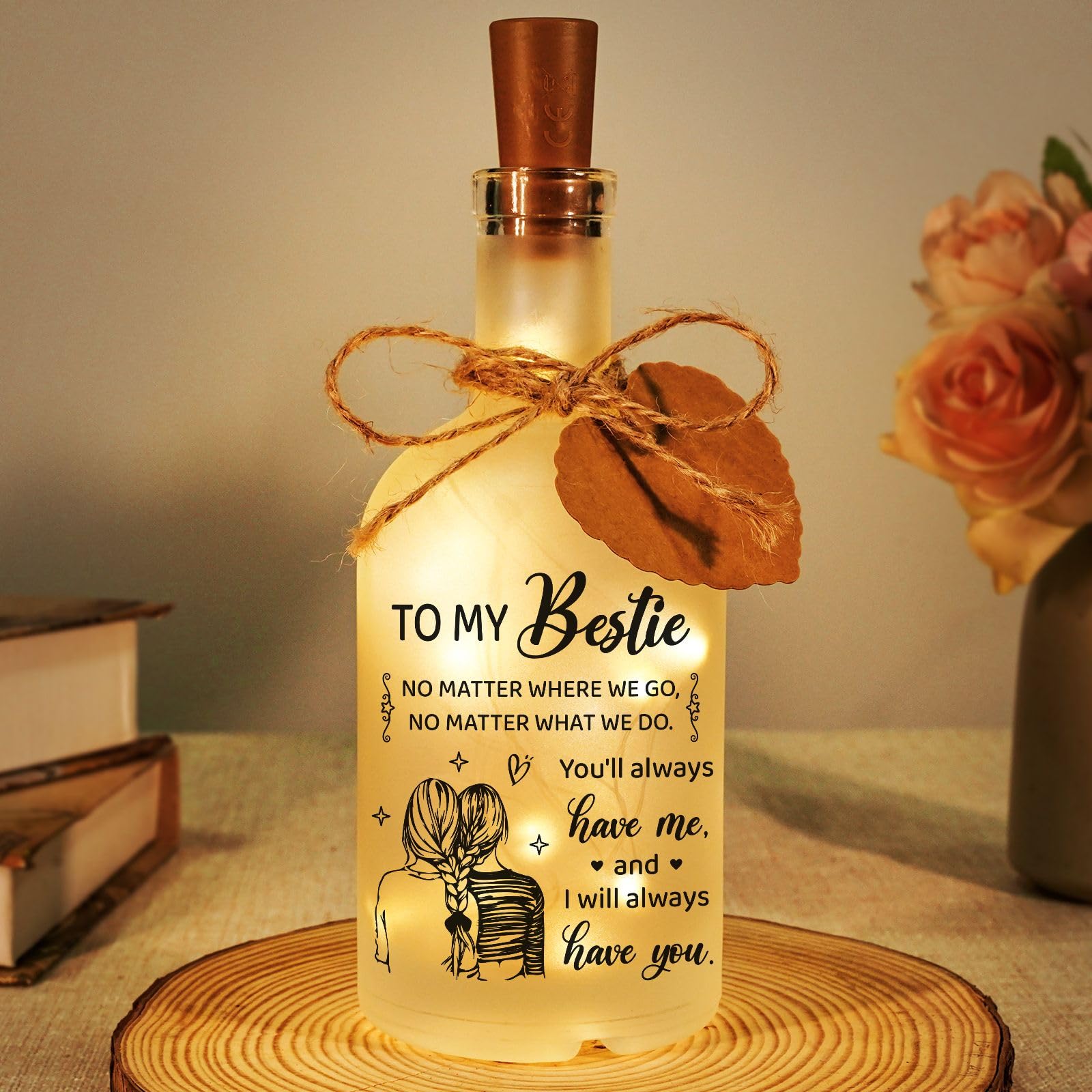 Sayregifty to My Bestie Gifts, Best Friend Birthday Gift, Bestie Gifts - Bottle Decorative Lights, Friendship Birthday Gift to My BFF, Best Friend Female, Bestie Presents for Women