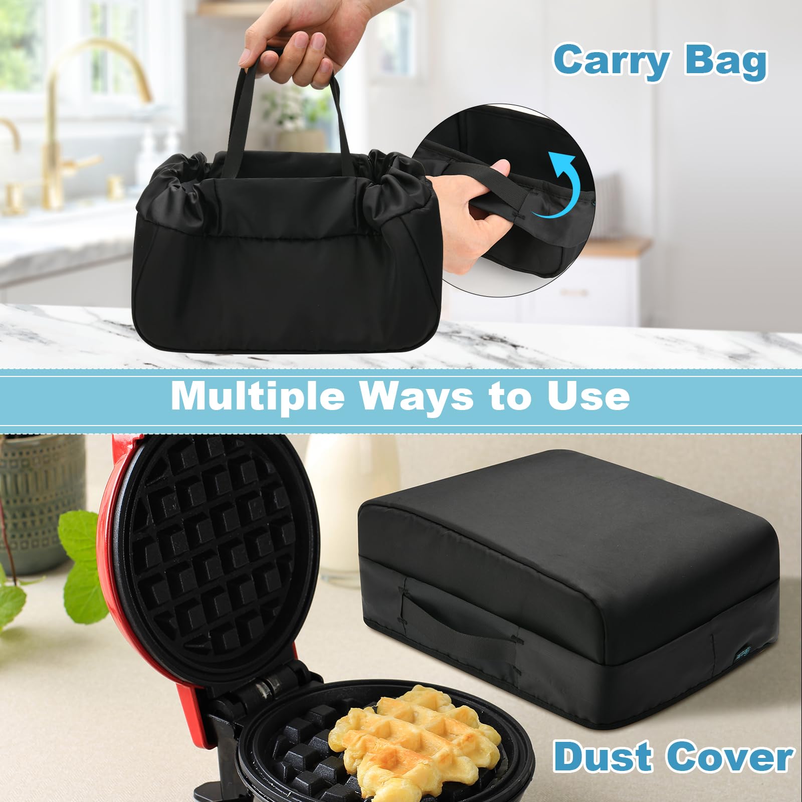 Funda a prueba de polvo compatible con la máquina de gofres DASH de 8 pulgadas, bolsa de transporte para mini gofres, fundas protectoras antiestáticas, duraderas y duraderas, solo funda 4
