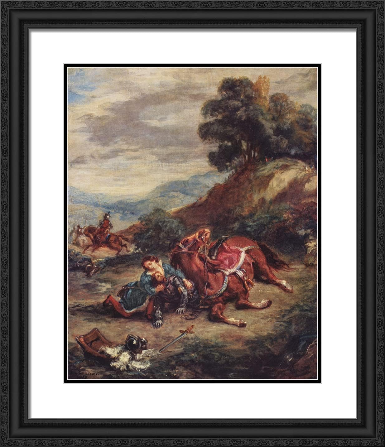 ArtDirect Delacroix, Eugene 20x23 Black Modern Framed Art Print Titled: The death of Laras