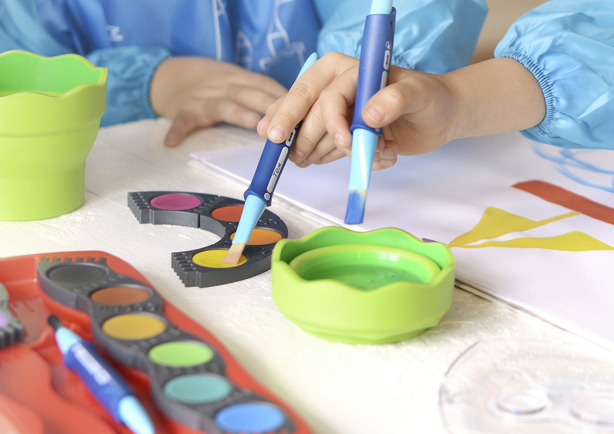 FABER-CASTELL 201204 – fartuch malarski dla dzieci, czerwono-pomarańczowy, rozmiar uniwersalny