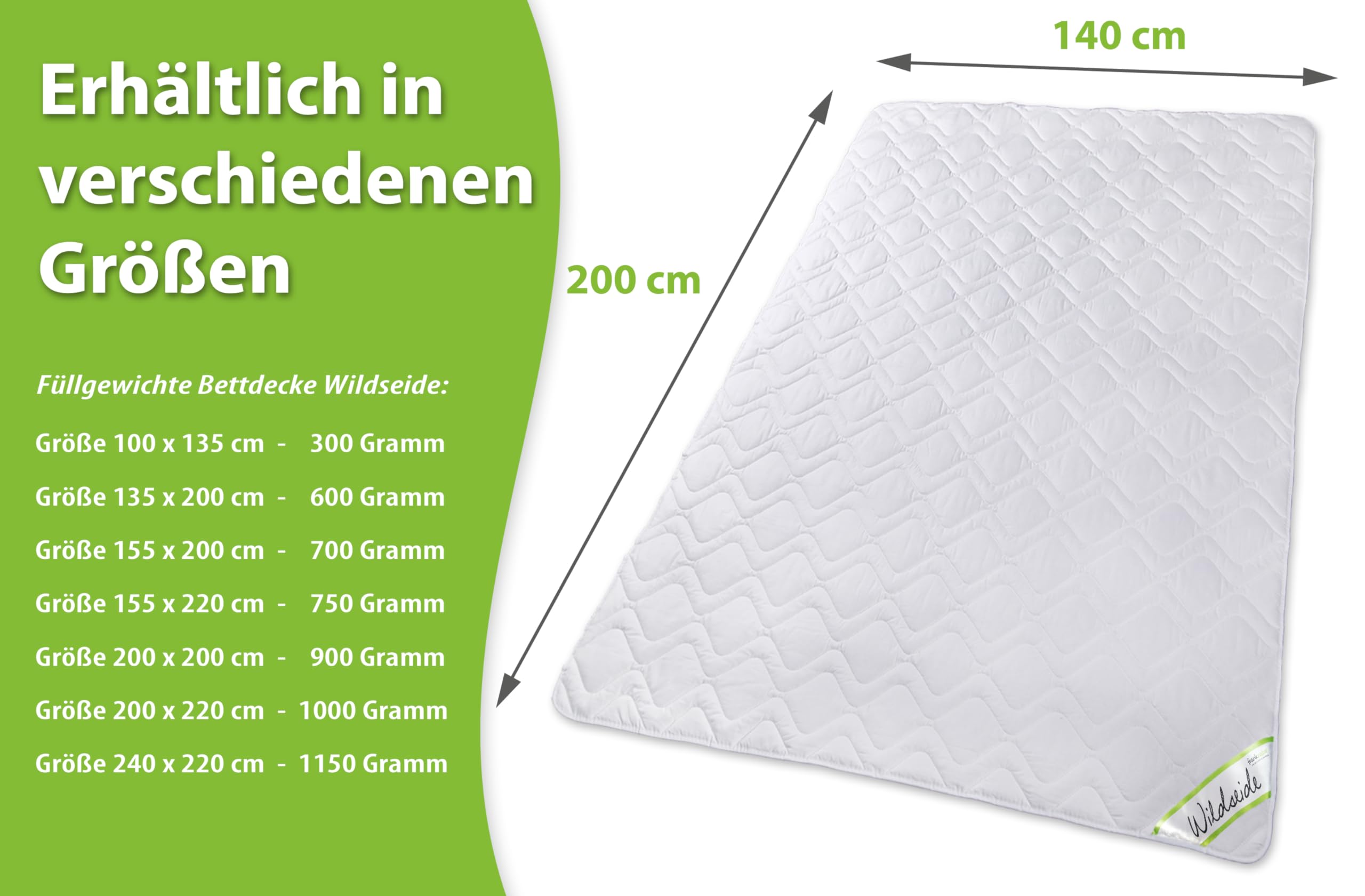 franknatur Sommerdecke 140x200 Bettdecke leichte Wildseidendecke | Sommerbettdecke aus Wildseide und Baumwolle, temperaturausgleichend, atmungsaktiv, waschbar bis 90 Grad, Oeko-TEX