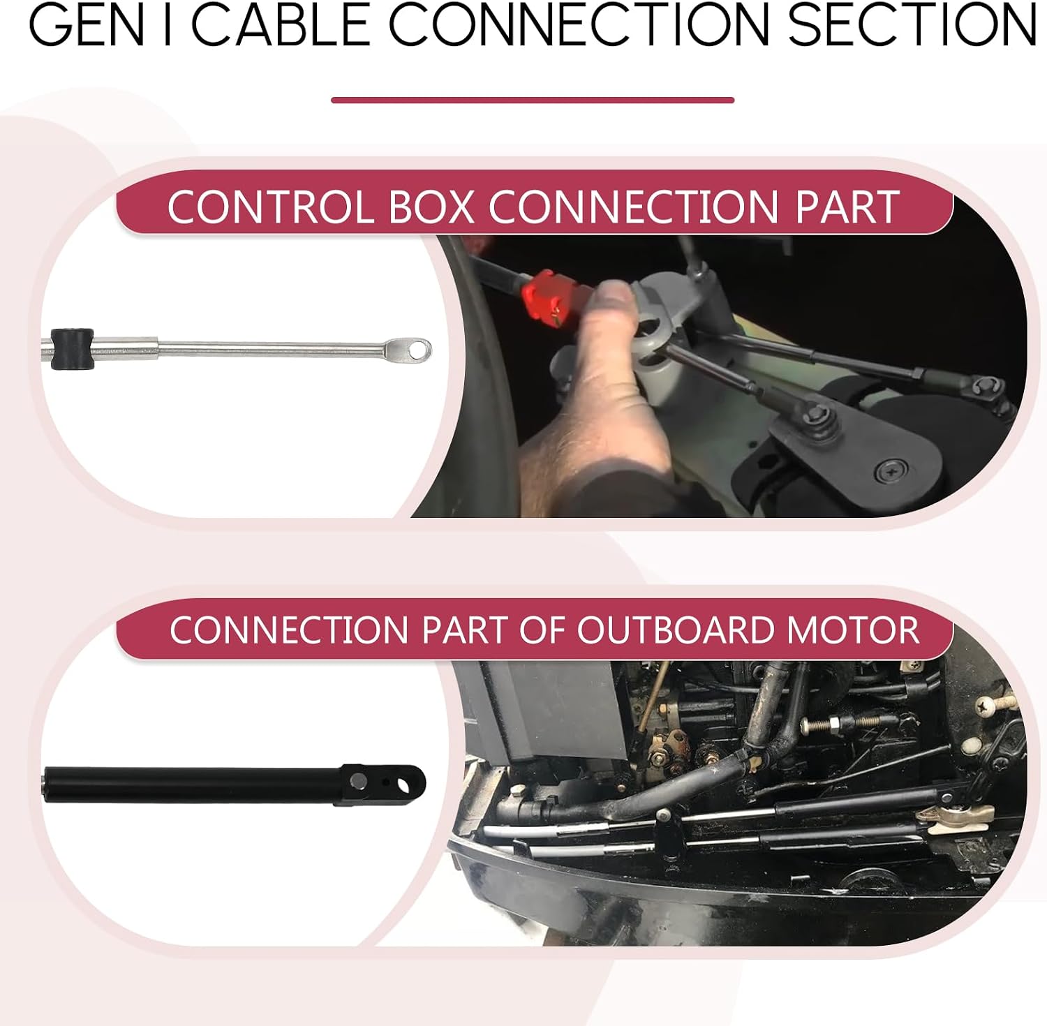 2Pcs Boat Throttle and Shift Cables Gen 1/CC179XX & Gen2/CC189XX Compatible with Mercury MerCruiser Marine Force Outboard Engine, 600A/4000 Series Controller