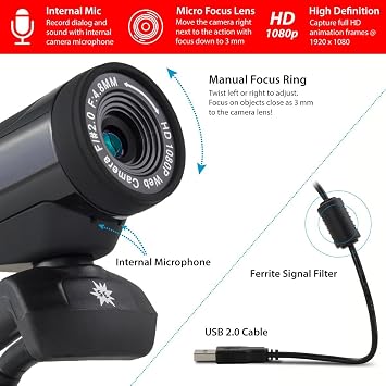 Complete HD Stop Motion Animation Kit | Stop Motion Animation Software with Full HD 1080P Camera, Animation Software & Book (Windows & OS X)