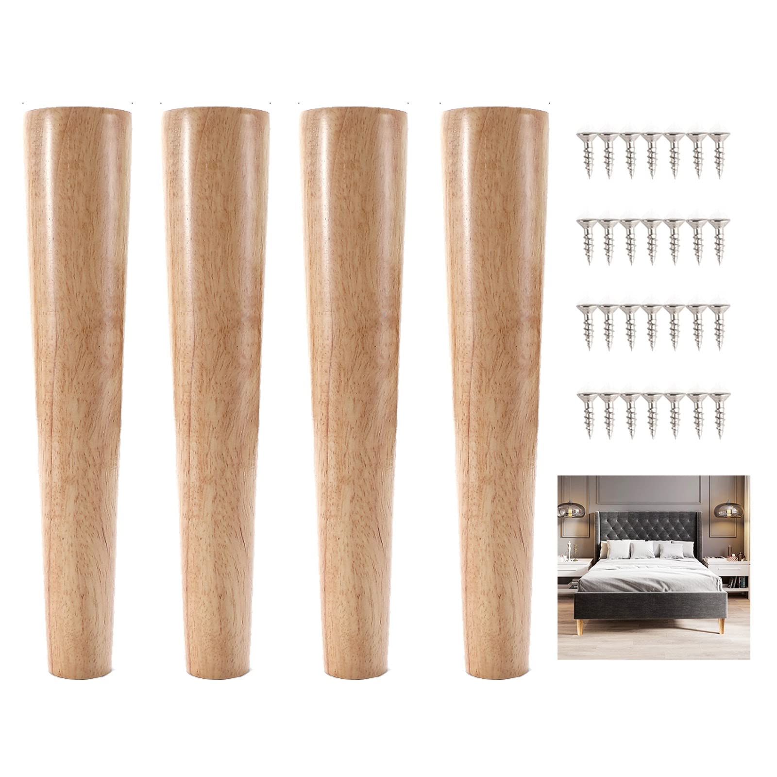 Patas de madera para sofá, pies de soporte cónicos para mesa y armario