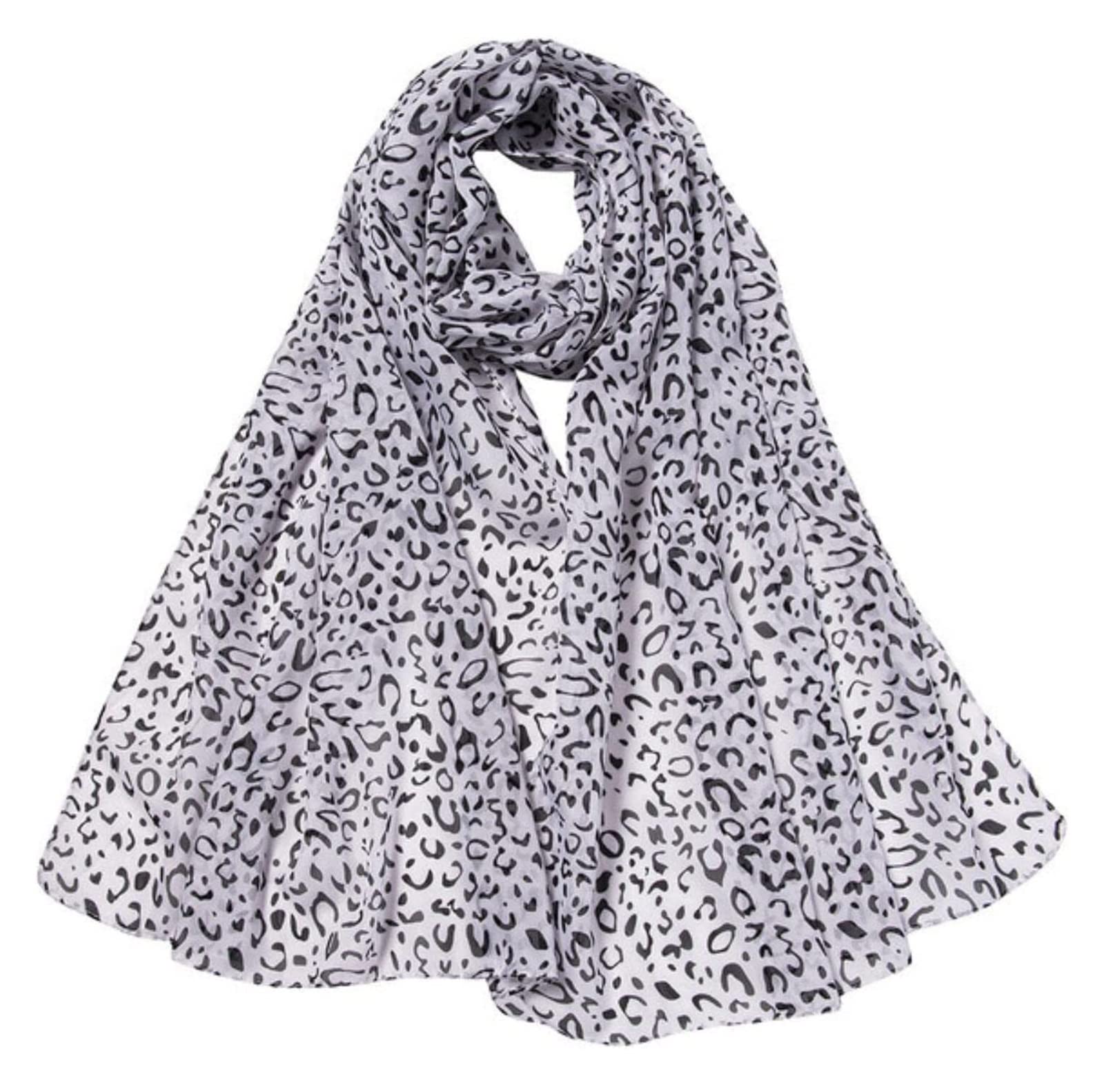 Bufanda Toquilla Bufandas De Gasa Con Lunares Para Mujer, Bufanda Seda Estampado Leopardo, Larga Suave, Chal Clásica Suave