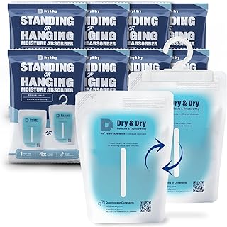 Dry & Dry 8 Packs Hybrid Moisture Absorbers & Musty Odor Eliminator Dehumidifier to Control Excess Moisture for Basements, Closets, Bathrooms, Laundry Rooms. Moisture Absorbers